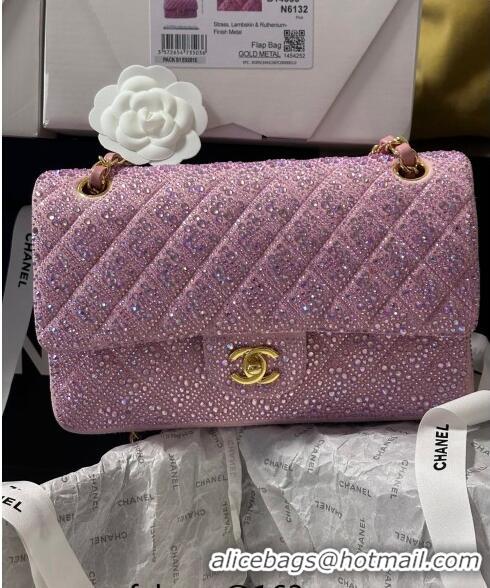 Luxury Discount Chanel Classic Medium Flap Bag with Strass A01112 Pink 2024