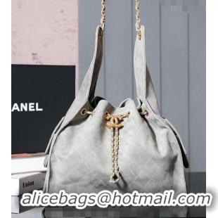 Top Grade Chanel Suede Shopping Bag 2025C Grey