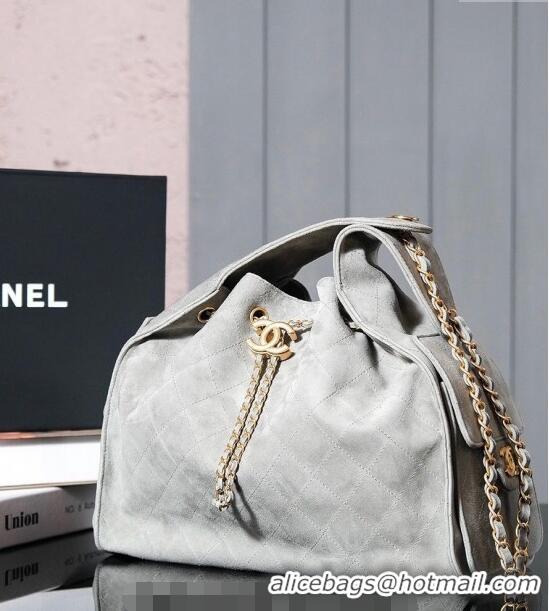 Top Grade Chanel Suede Shopping Bag 2025C Grey