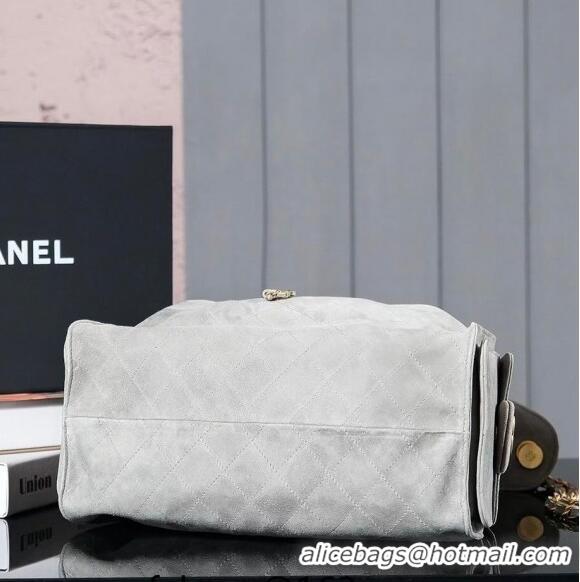 Top Grade Chanel Suede Shopping Bag 2025C Grey