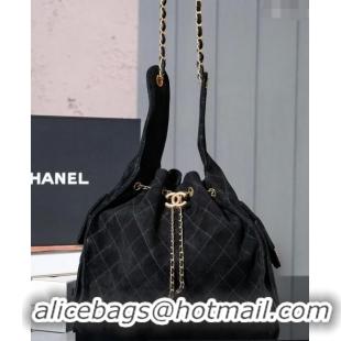 Buy Top Grade Chanel Suede Shopping Bag 2025C Black