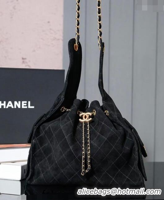 Buy Top Grade Chanel Suede Shopping Bag 2025C Black