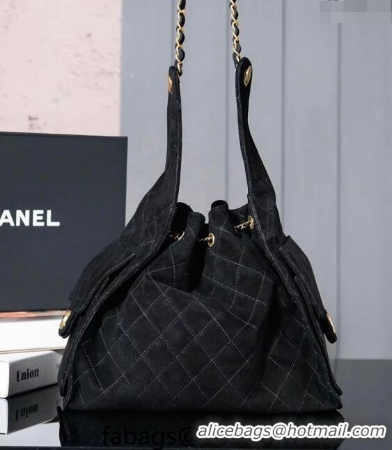 Buy Top Grade Chanel Suede Shopping Bag 2025C Black