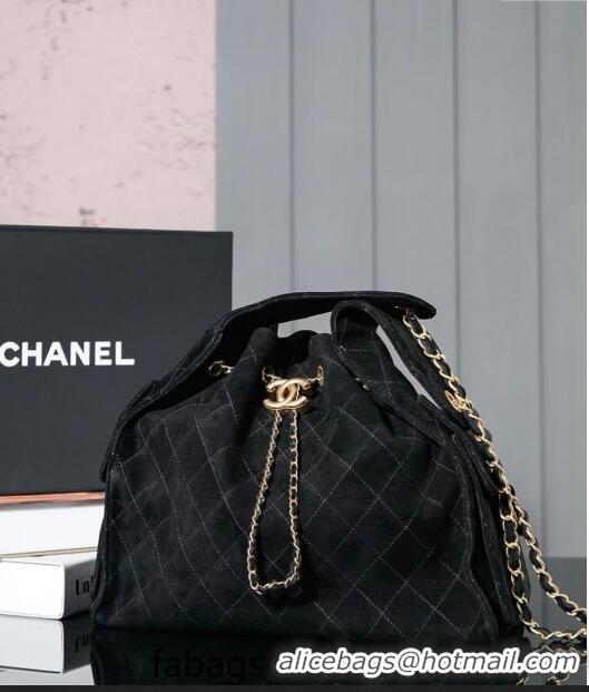 Buy Top Grade Chanel Suede Shopping Bag 2025C Black