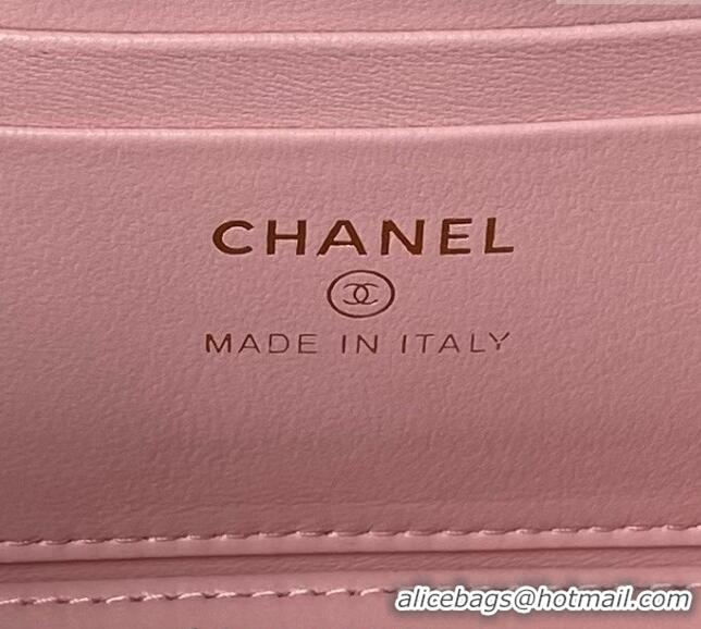 Top Quality Chanel Lambskin Clutch with Chain and Pearls Top handle AP3956 Light Pink 2024