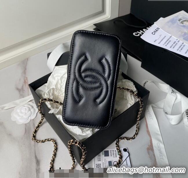 Market Sells Chanel Lambskin Clutch with Chain and Pearls Top handle AP3956 Black 2024