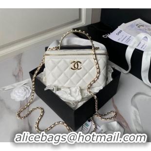 Well Crafted Chanel Lambskin Clutch with Chain and Pearls Top handle AP3956 White 2024