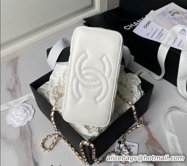 Well Crafted Chanel Lambskin Clutch with Chain and Pearls Top handle AP3956 White 2024