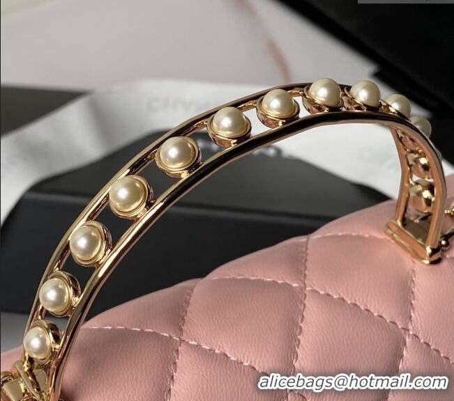 Shop Cheap Chanel Lambskin Clutch with Chain and Pearls Top handle AP3954 Light Pink 2024