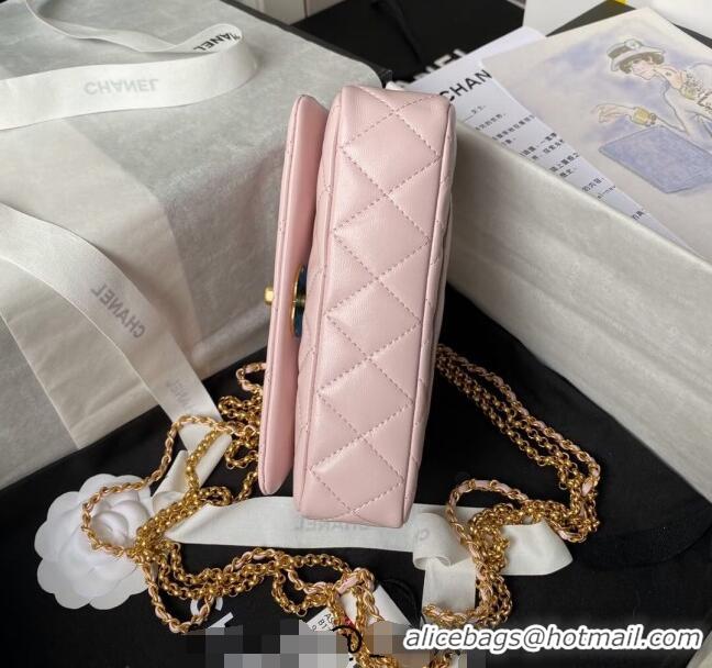 Most Popular Chanel Shiny Lambskin Mini Bag with Chain AS4972 Light Pink 2024