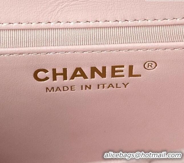 Most Popular Chanel Shiny Lambskin Mini Bag with Chain AS4972 Light Pink 2024