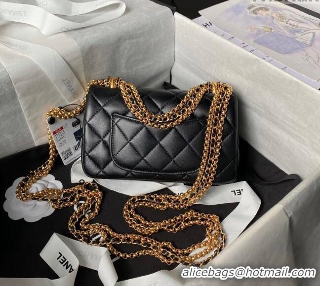 Top Design Chanel Shiny Lambskin Mini Bag with Chain AS4972 Black 2024