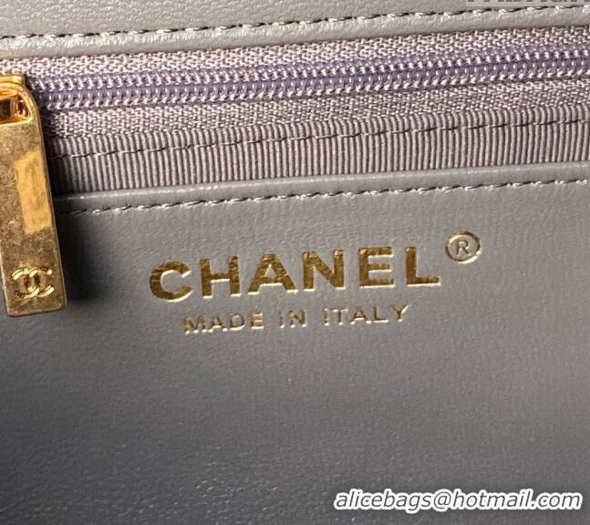 Top Grade Chanel Shiny Lambskin Medium Flap Bag with Chain AS4971 Grey 2024