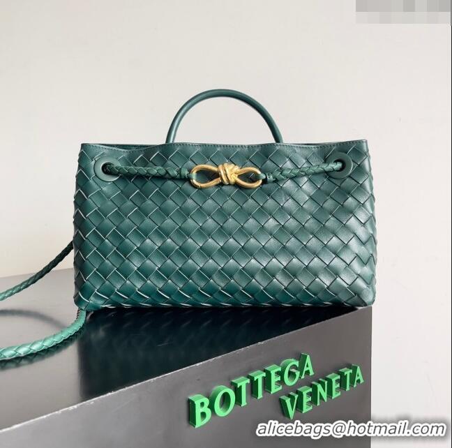 Super Quality Bottega Veneta Small East/West Andiamo Top Handle Bag in Intrecciato Leather 754990 Green 2024