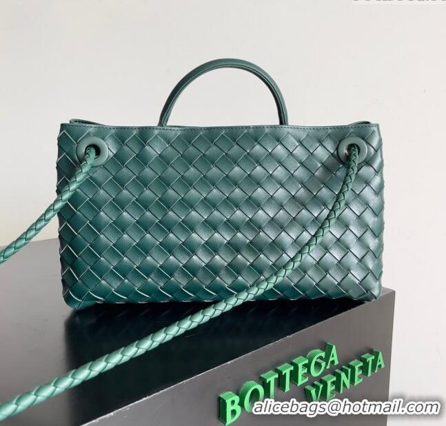 Super Quality Bottega Veneta Small East/West Andiamo Top Handle Bag in Intrecciato Leather 754990 Green 2024