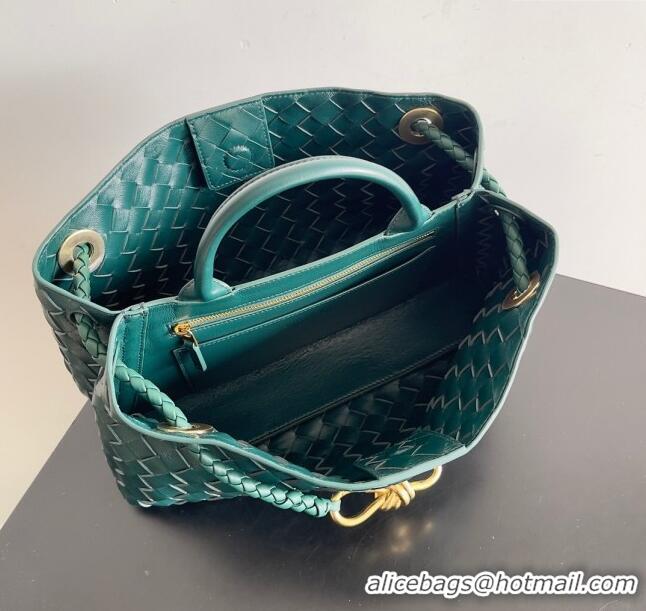 Super Quality Bottega Veneta Small East/West Andiamo Top Handle Bag in Intrecciato Leather 754990 Green 2024