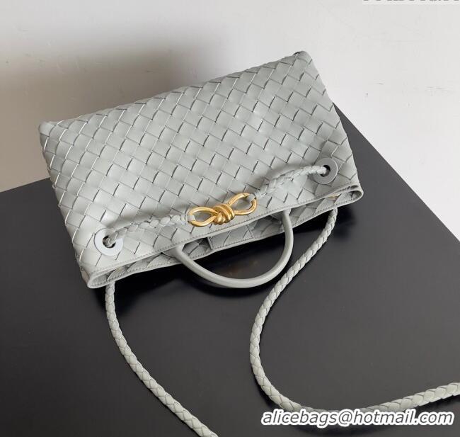 Top Quality Bottega Veneta Small East/West Andiamo Top Handle Bag in Intrecciato Leather 754990 Light Grey 2024