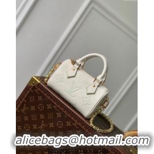 Grade Quality Louis Vuitton Nano Speedy Mini Bag in Bicolor Monogram Leather M24169 White/Green 2024