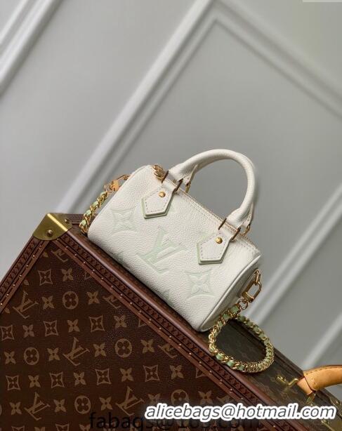 Grade Quality Louis Vuitton Nano Speedy Mini Bag in Bicolor Monogram Leather M24169 White/Green 2024