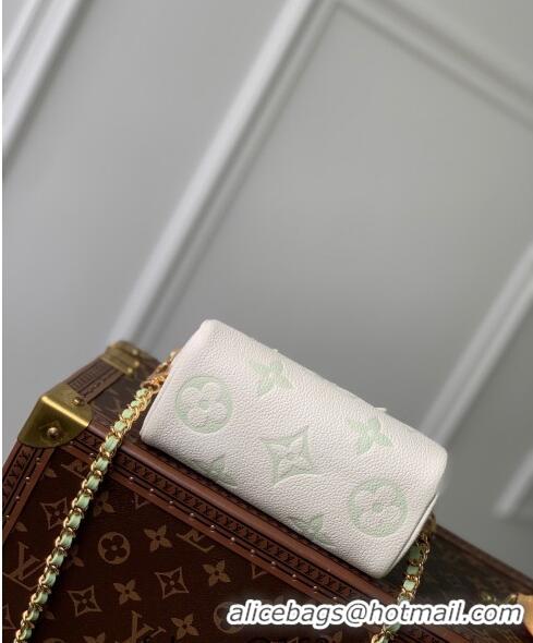 Grade Quality Louis Vuitton Nano Speedy Mini Bag in Bicolor Monogram Leather M24169 White/Green 2024