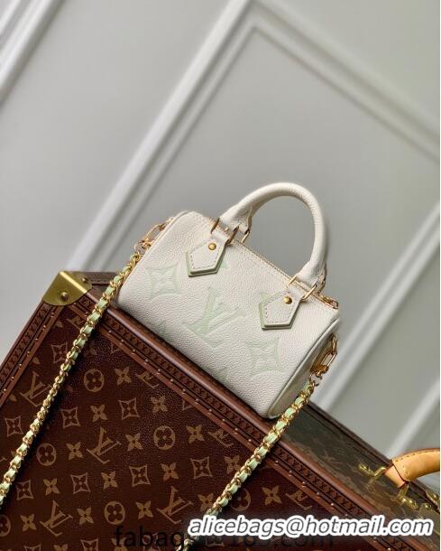 Grade Quality Louis Vuitton Nano Speedy Mini Bag in Bicolor Monogram Leather M24169 White/Green 2024