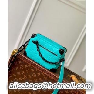 ​Top Design Louis Vuitton Mini Soft Trunk Bag in Taurillon Monogram Leather M11673 Turquoise Blue 2024