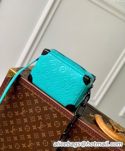 ​Top Design Louis Vuitton Mini Soft Trunk Bag in Taurillon Monogram Leather M11673 Turquoise Blue 2024