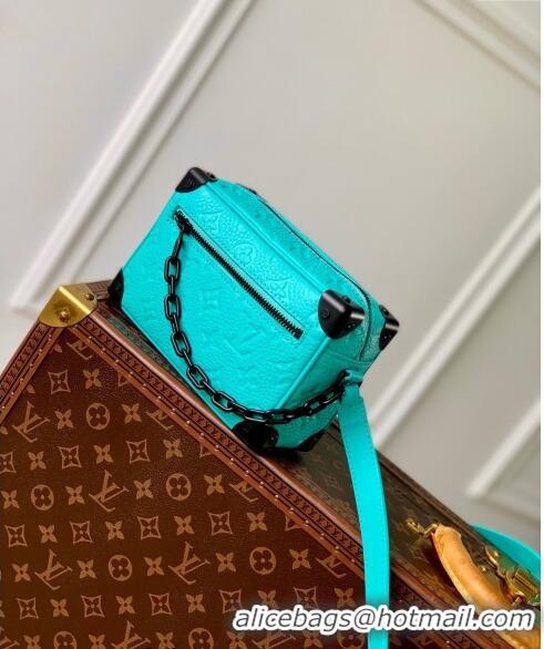 ​Top Design Louis Vuitton Mini Soft Trunk Bag in Taurillon Monogram Leather M11673 Turquoise Blue 2024