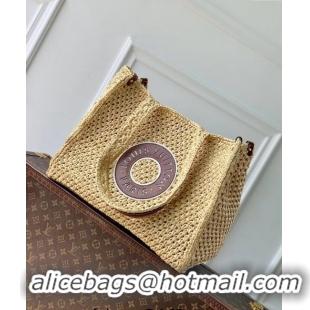 Shop Grade Louis Vuitton OnTheGo MM Tote Bag in Beige Raffia Straw M24723 2024