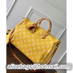 Top Grade Louis Vuitton Speedy P9 Bandoulière 50 Travel Bag in Soft calfskin M46963 Jaune Yellow 2024