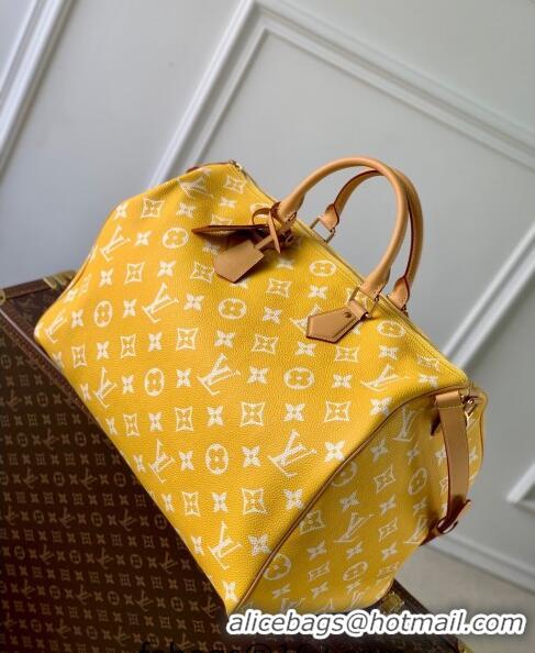 Top Grade Louis Vuitton Speedy P9 Bandoulière 50 Travel Bag in Soft calfskin M46963 Jaune Yellow 2024