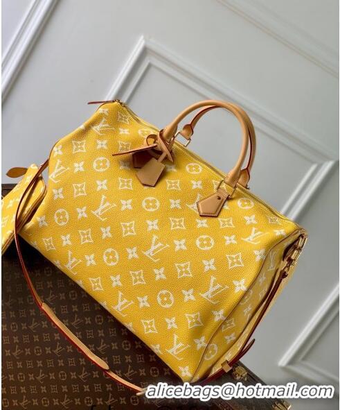 Top Grade Louis Vuitton Speedy P9 Bandoulière 50 Travel Bag in Soft calfskin M46963 Jaune Yellow 2024