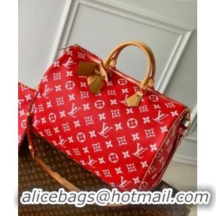 Top Design Louis Vuitton Speedy P9 Bandouliere 50 Travel Bag in Soft calfskin M46961 Red 2024