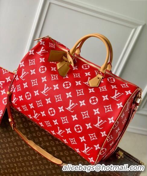 Top Design Louis Vuitton Speedy P9 Bandouliere 50 Travel Bag in Soft calfskin M46961 Red 2024