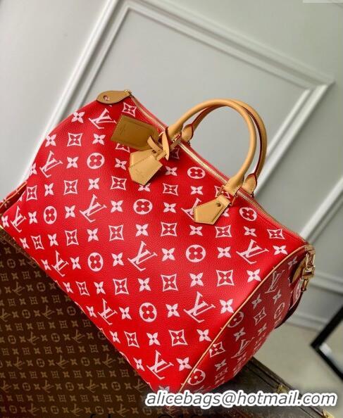 Top Design Louis Vuitton Speedy P9 Bandouliere 50 Travel Bag in Soft calfskin M46961 Red 2024