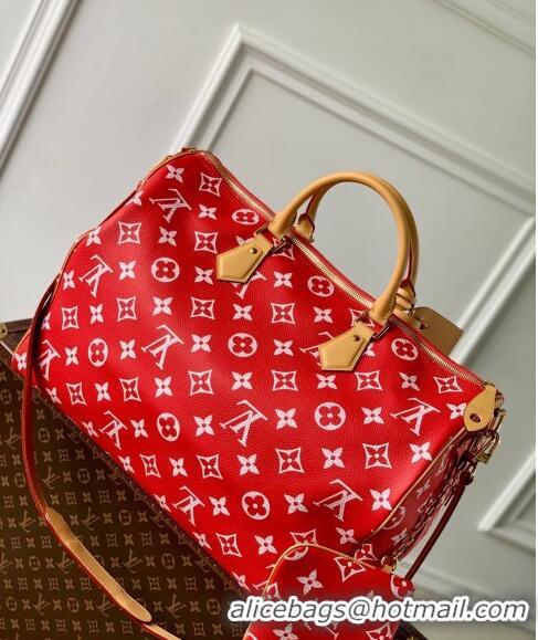 Top Design Louis Vuitton Speedy P9 Bandouliere 50 Travel Bag in Soft calfskin M46961 Red 2024