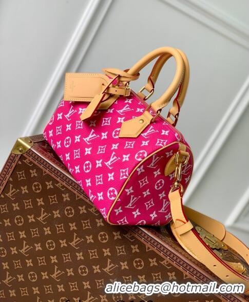 Super Quality Louis Vuitton Speedy P9 Bandouliere 25 Bag in Soft Calfskin M11562 Dark Pink 2024 Runway