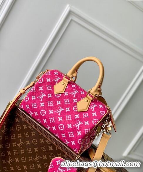 Super Quality Louis Vuitton Speedy P9 Bandouliere 25 Bag in Soft Calfskin M11562 Dark Pink 2024 Runway