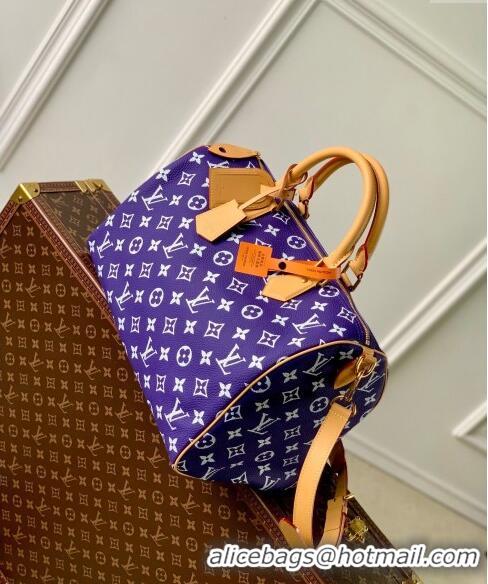 Top Grade Louis Vuitton RUNWAY Speedy P9 Bandouliere 40 Bag in Soft Calfskin M24417 Amethyst Purple 2024