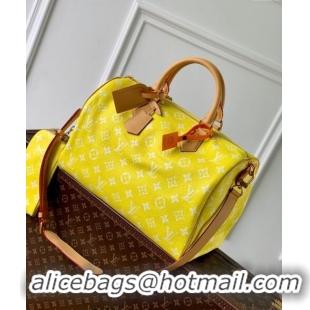 Best Quality Louis Vuitton RUNWAY Speedy P9 Bandouliere 40 Bag in Soft Calfskin M24419 Neon Yellow 2024