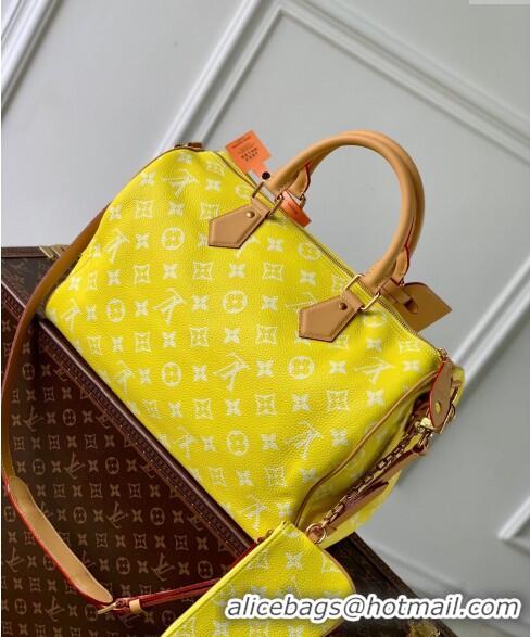 Best Quality Louis Vuitton RUNWAY Speedy P9 Bandouliere 40 Bag in Soft Calfskin M24419 Neon Yellow 2024