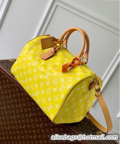 Best Quality Louis Vuitton RUNWAY Speedy P9 Bandouliere 40 Bag in Soft Calfskin M24419 Neon Yellow 2024