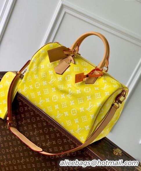 Best Quality Louis Vuitton RUNWAY Speedy P9 Bandouliere 40 Bag in Soft Calfskin M24419 Neon Yellow 2024