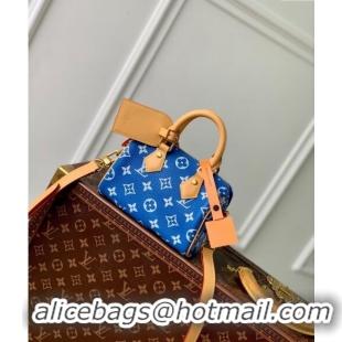 Famous Brand Louis Vuitton Speedy P9 Bandouliere 18 Bag in Soft calfskin M24419 Bleu Blue 2024 Runway