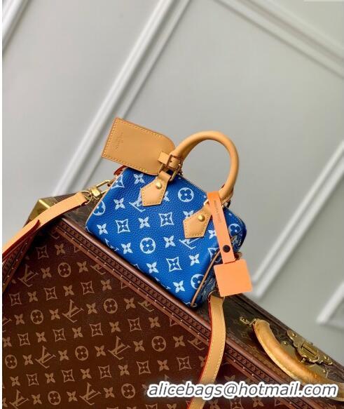 Famous Brand Louis Vuitton Speedy P9 Bandouliere 18 Bag in Soft calfskin M24419 Bleu Blue 2024 Runway