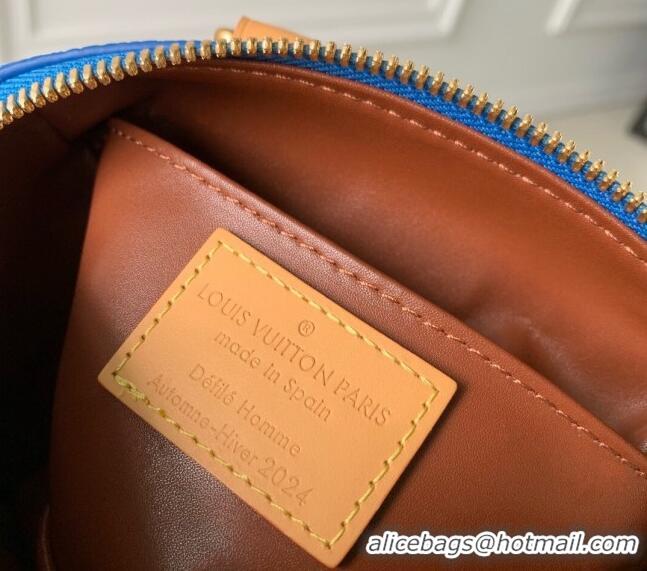 Famous Brand Louis Vuitton Speedy P9 Bandouliere 18 Bag in Soft calfskin M24419 Bleu Blue 2024 Runway