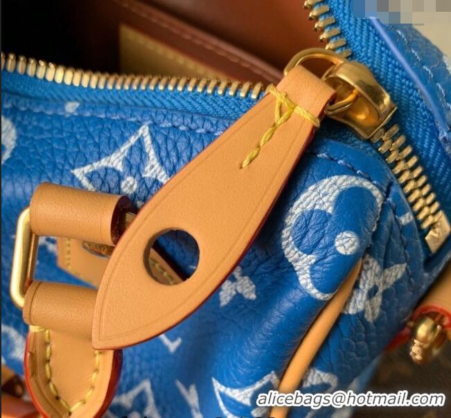 Famous Brand Louis Vuitton Speedy P9 Bandouliere 18 Bag in Soft calfskin M24419 Bleu Blue 2024 Runway