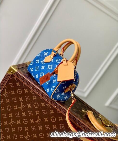 Famous Brand Louis Vuitton Speedy P9 Bandouliere 18 Bag in Soft calfskin M24419 Bleu Blue 2024 Runway