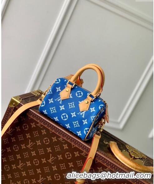 Famous Brand Louis Vuitton Speedy P9 Bandouliere 18 Bag in Soft calfskin M24419 Bleu Blue 2024 Runway