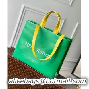 Best Price Louis Vuitton Shopper Tote MM bag in Calf Leather M24457 Green 2024